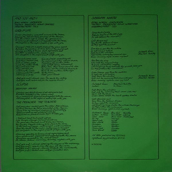 Yes - Close To The Edge (LP, Album, Gat)