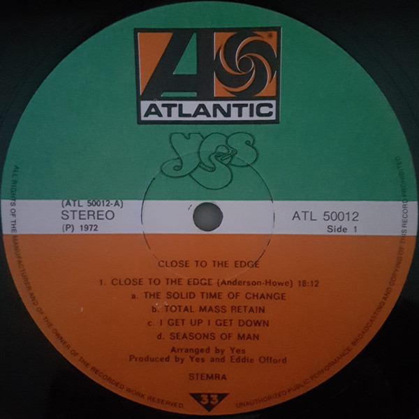 Yes - Close To The Edge (LP, Album, Gat)