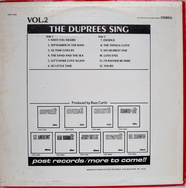The Duprees - The Duprees Sing Volume 2 (LP, Comp)