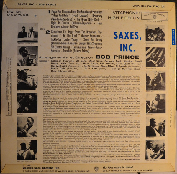 Saxes, Inc. -  Saxes, Inc. (LP, Album)