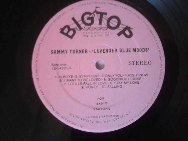 Sammy Turner - Lavender Blue Moods (LP, Promo, RP)