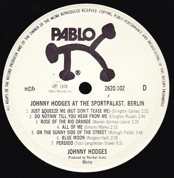 Johnny Hodges - Johnny Hodges At The Sportpalast, Berlin (2xLP, Album, Mono, RE)