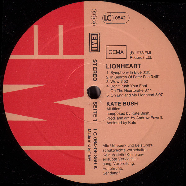 Kate Bush - Lionheart (LP, Album, Gat)