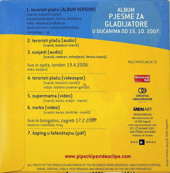 PipsChips&Videoclips* - Teroristi Plaču (CD-ROM, Single, Promo)