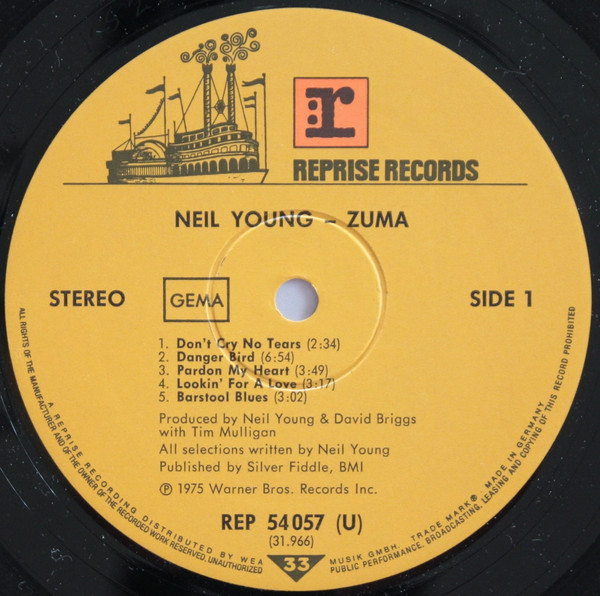 Neil Young With Crazy Horse - Zuma (LP, Album)