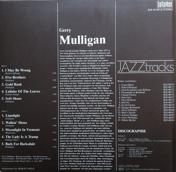 Gerry Mulligan - Jazztracks (LP, Comp)