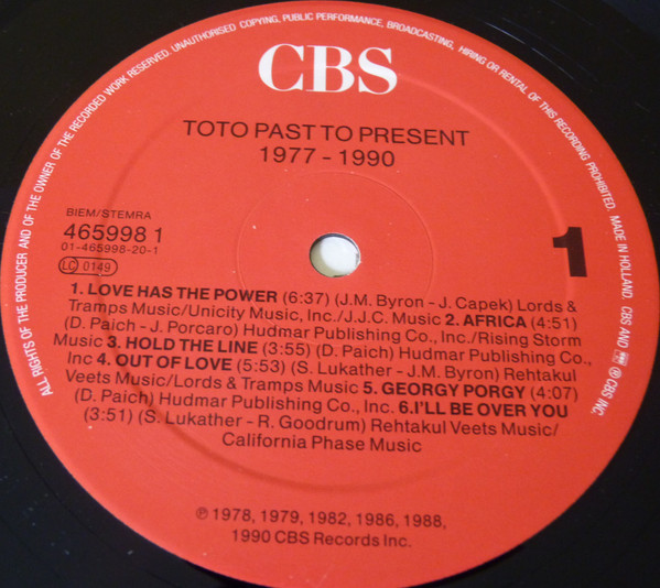Toto - Past To Present 1977 - 1990 (LP, Comp)