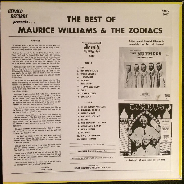 Maurice Williams & The Zodiacs - The Best Of Maurice Williams & The Zodiacs (LP, Comp)