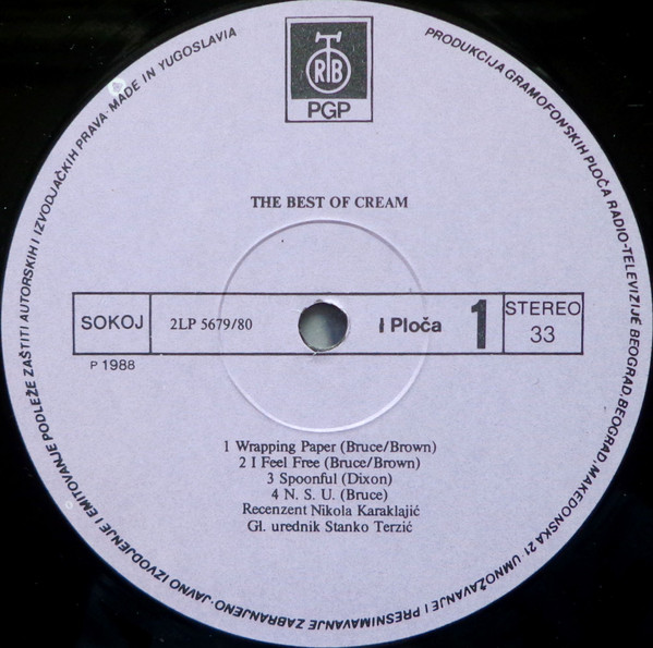 Cream (2) - The Best Of Cream (2xLP, Comp, RE, RP, Lig)