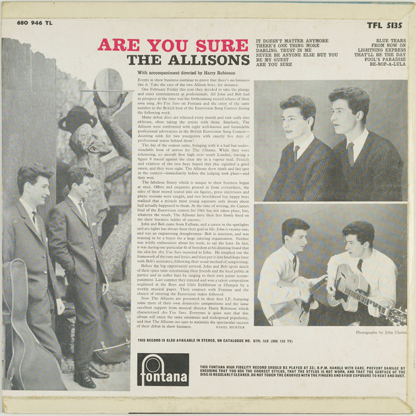The Allisons - Are You Sure (LP)