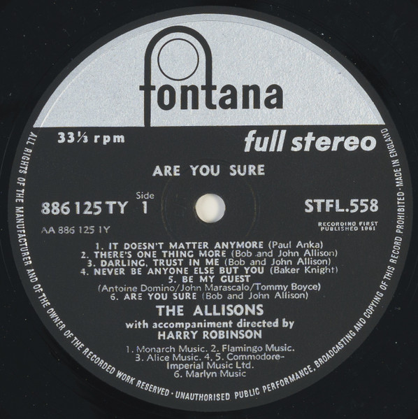 The Allisons - Are You Sure (LP)