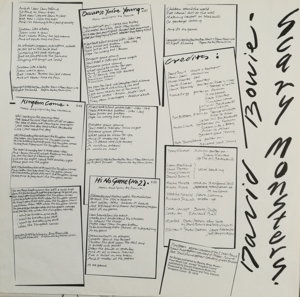 David Bowie - Scary Monsters (LP, Album, Ora)