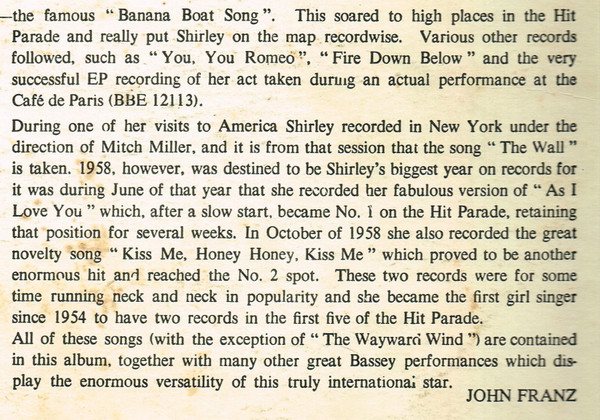 Shirley Bassey - The Bewitching Miss Bassey (LP, Album)