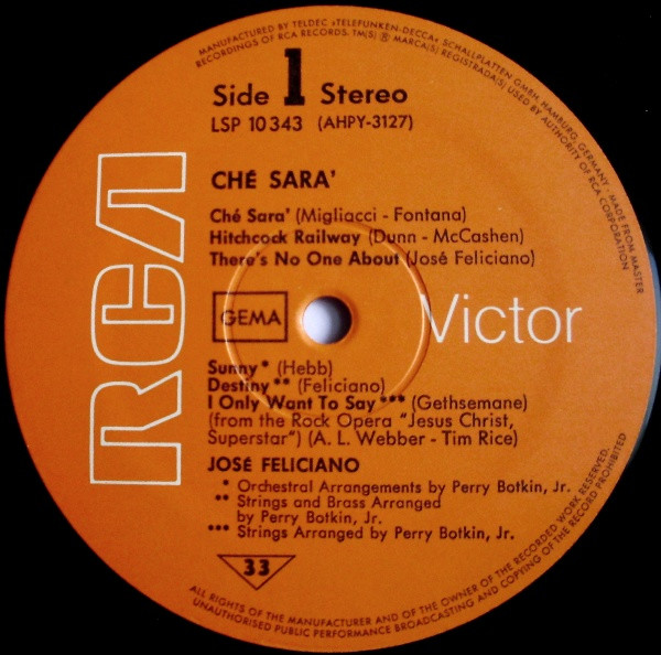 José Feliciano - Ché Sara' (LP, Album, Gat)
