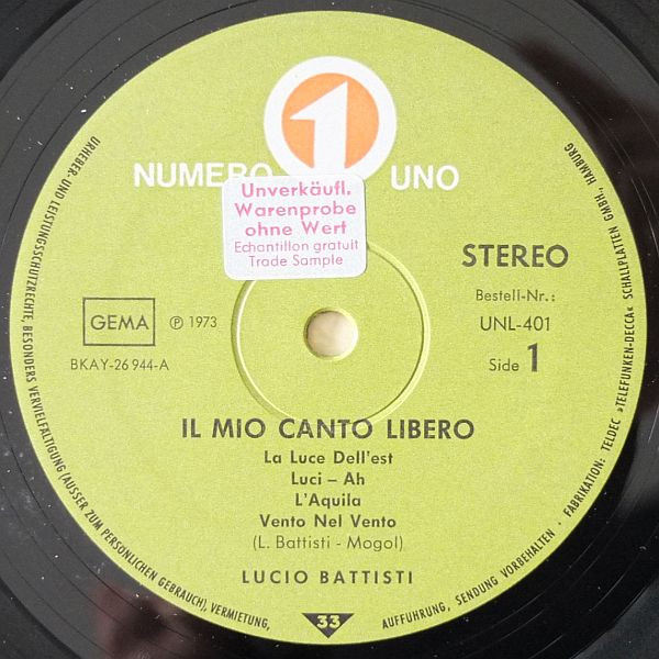 Lucio Battisti - Il Mio Canto Libero (LP, Album)