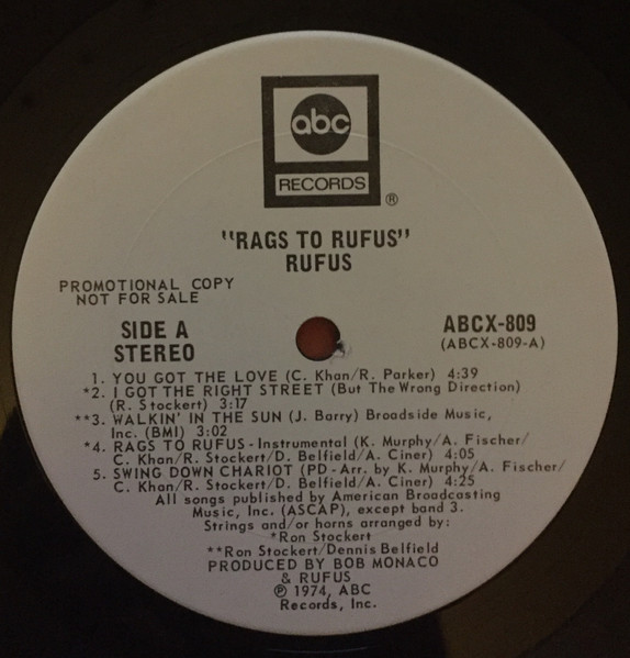 Rufus Featuring Chaka Khan - Rags To Rufus (LP, Album, Promo, Whi)