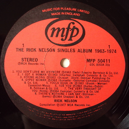 Rick Nelson* - The Rick Nelson Singles Album 1963-1974 (LP, Comp, RE)