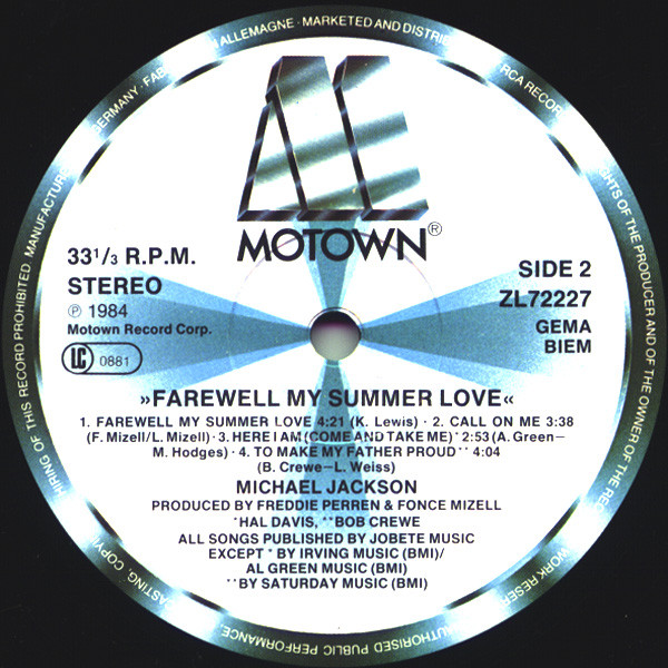 Michael Jackson - Farewell My Summer Love (LP, Album)