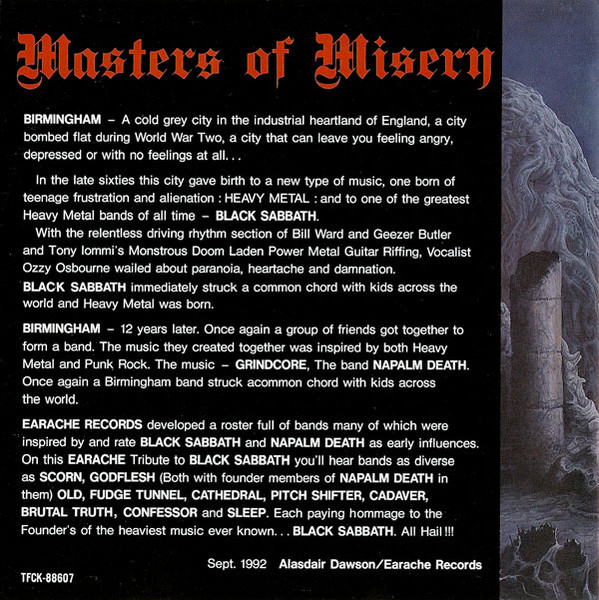Various - Masters Of Misery - Black Sabbath: An Earache Tribute (CD, Comp)