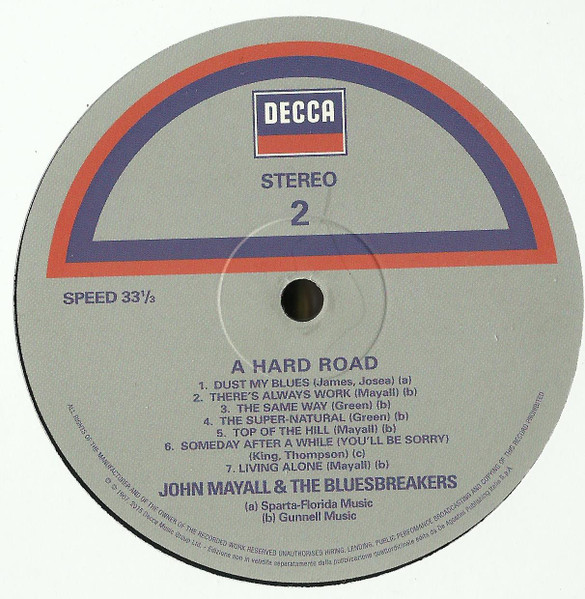John Mayall And The Bluesbreakers* - A Hard Road (LP, Album, RE, 180)
