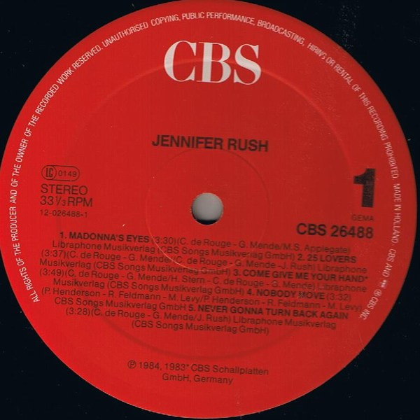 Jennifer Rush - Jennifer Rush (International Version) (LP, Album)