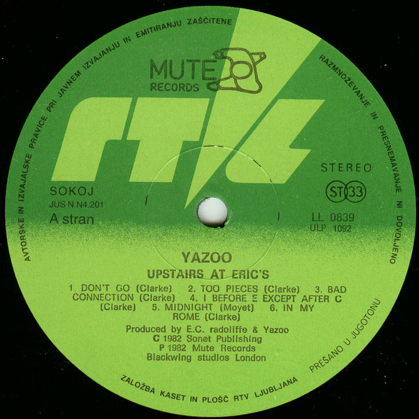 Yazoo - Upstairs At Eric's (LP, Album)