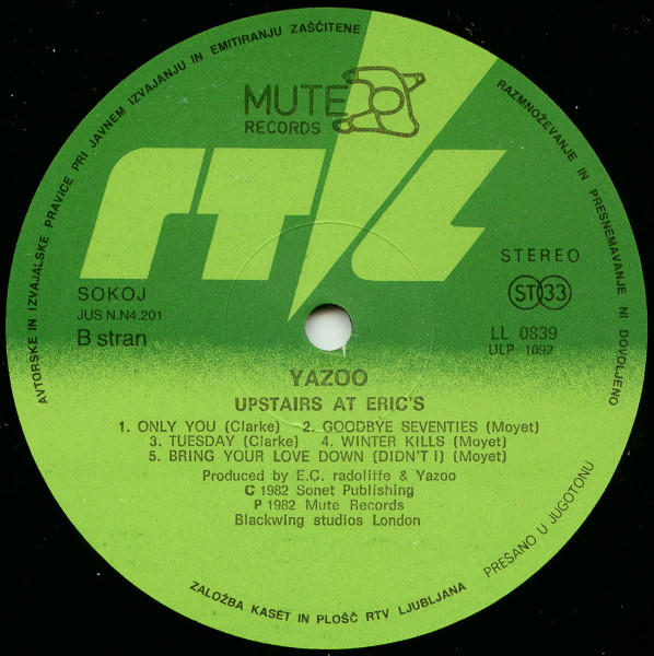 Yazoo - Upstairs At Eric's (LP, Album)