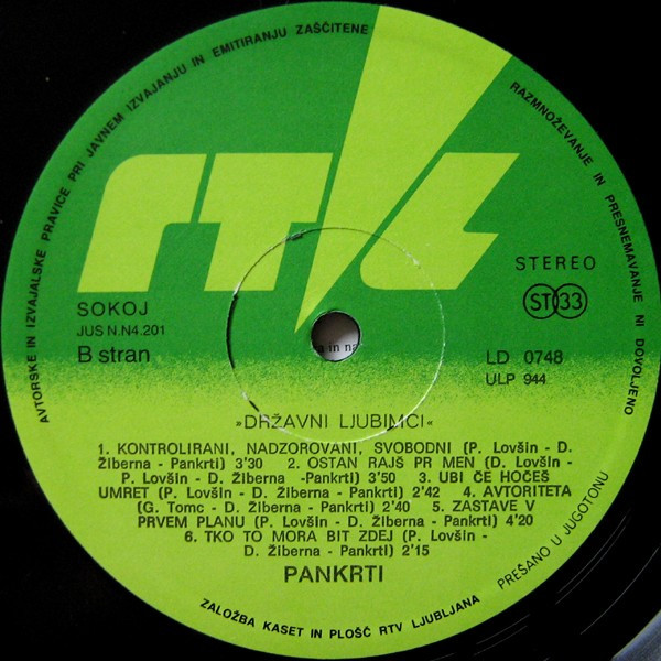 Pankrti - Državni Ljubimci (LP, Album)