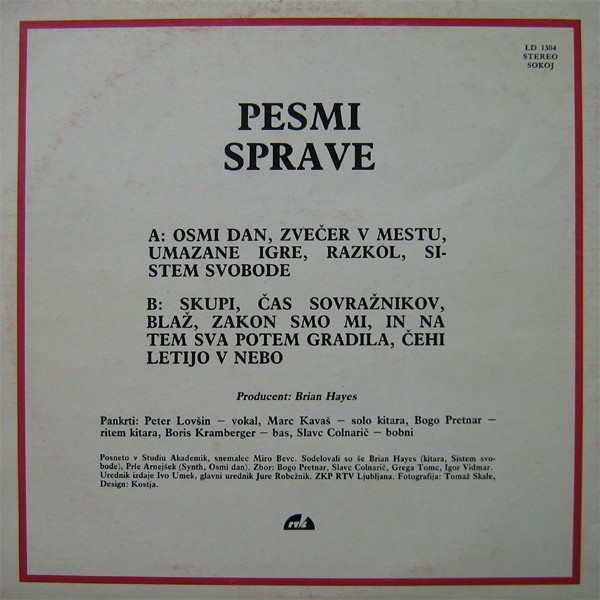 Pankrti - Pesmi Sprave (LP, Album)