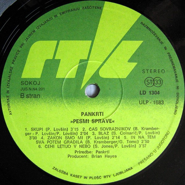 Pankrti - Pesmi Sprave (LP, Album)