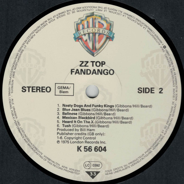 ZZ Top - Fandango! (LP, Album, RE)
