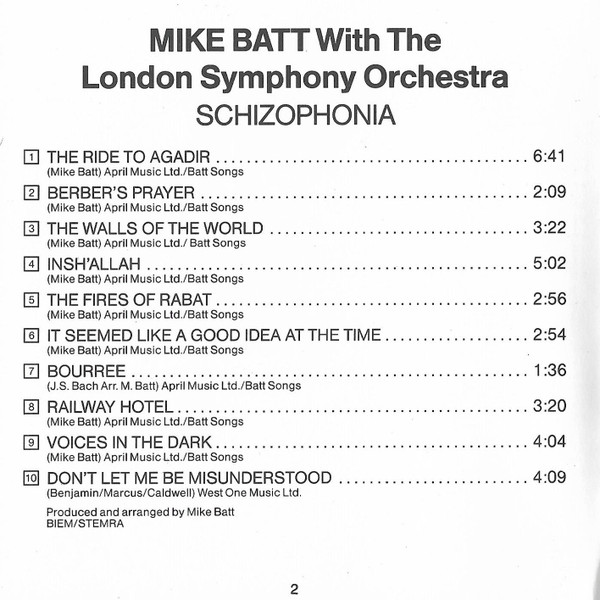 Mike Batt With The London Symphony Orchestra* - Schizophonia (CD, Album, RE)