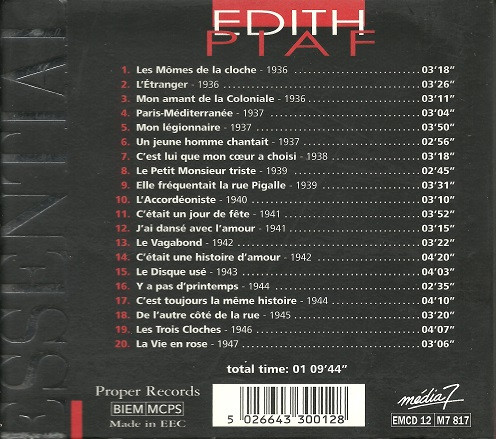 Edith Piaf - Essential Masters (CD, Comp)