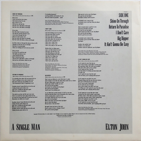 Elton John - A Single Man (LP, Album, Gat)