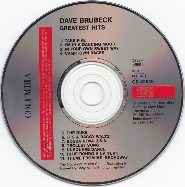Dave Brubeck - Dave Brubeck's Greatest Hits (CD, Comp, RE)