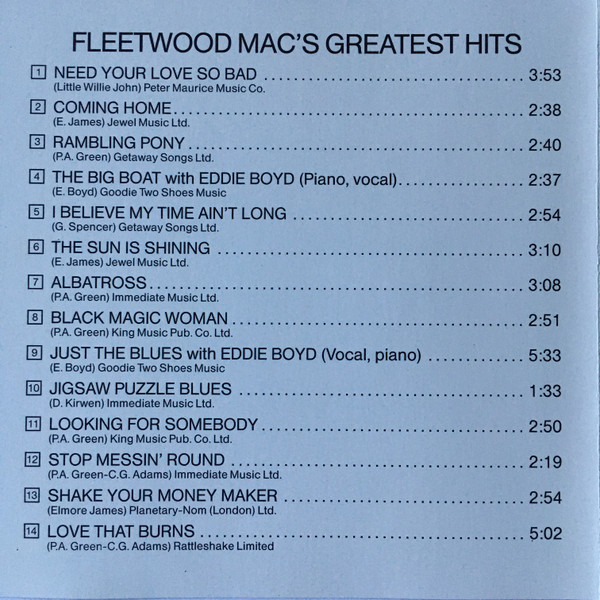 Fleetwood Mac - Fleetwood Mac's Greatest Hits (CD, Comp, RE, RP)