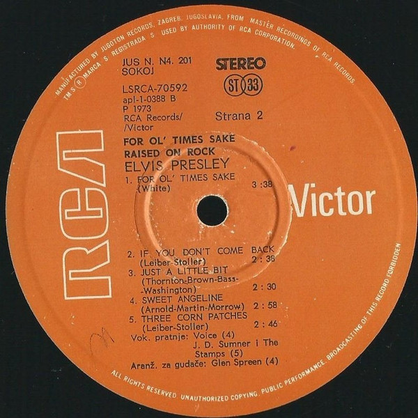 Elvis Presley - Raised On Rock / For Ol' Times Sake (LP, Album, RE, RP)