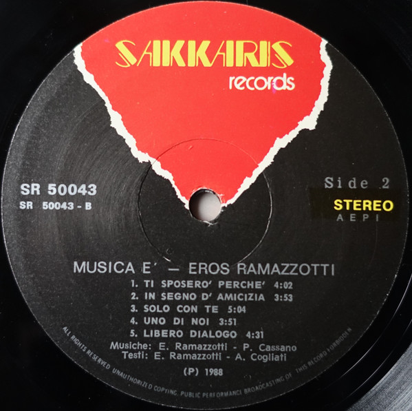 Eros Ramazzotti - Musica Ãˆ (LP, Album)