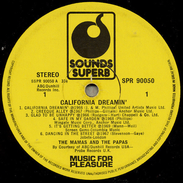 The Mamas & The Papas - Best Of The Mamas & The Papas - California Dreamin' (LP, Comp)