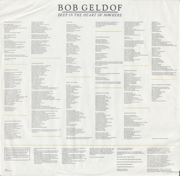 Bob Geldof - Deep In The Heart Of Nowhere (LP, Album)