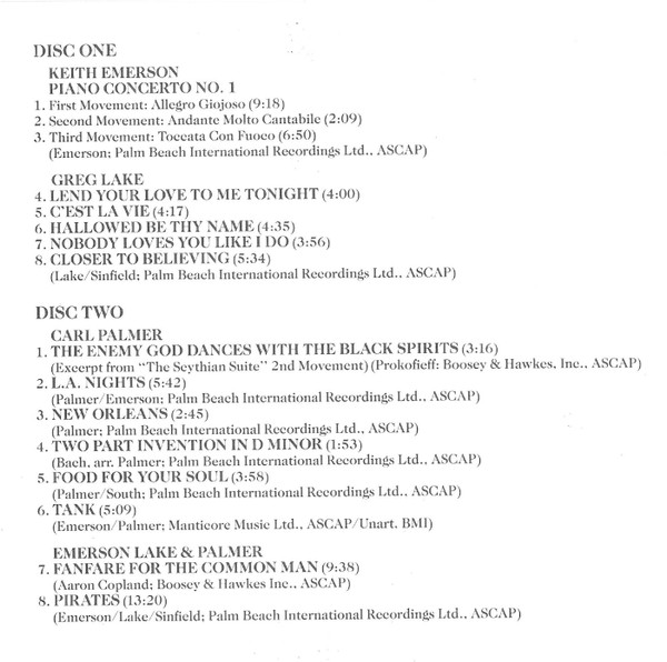 Emerson Lake & Palmer* - Works (Volume 1) (2xCD, Album, RE)