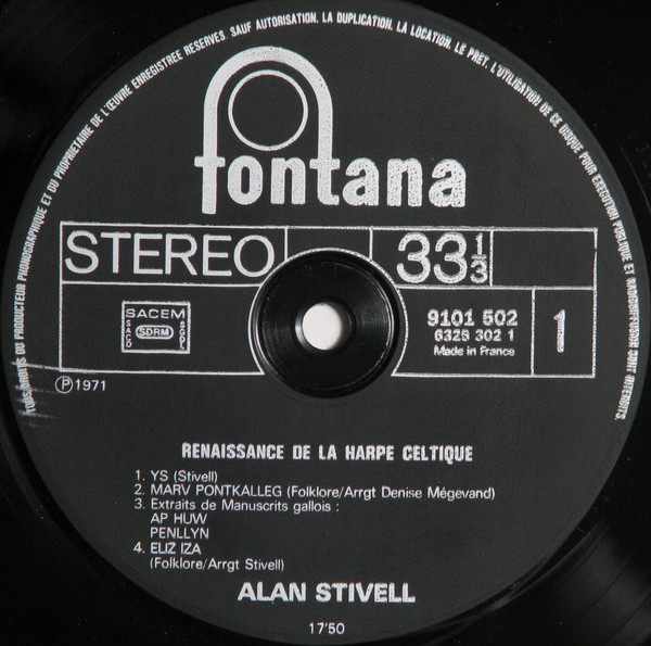 Alan Stivell - Renaissance De La Harpe Celtique (LP, Album, RE, Gat)