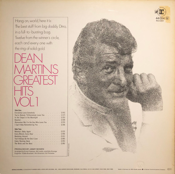 Dean Martin - Dean Martin's Greatest Hits! Volume 1 (LP, Comp, RE)