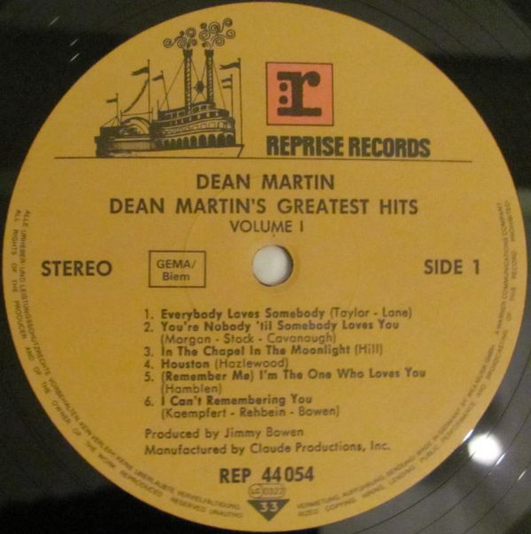 Dean Martin - Dean Martin's Greatest Hits! Volume 1 (LP, Comp, RE)