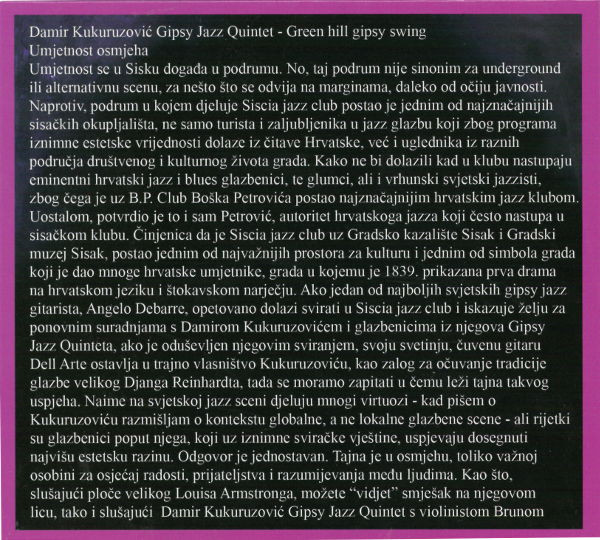 Damir Kukuruzović Gypsy Jazz Quintet* Featuring Angelo Debarre, Loulou Djine, Zdenka Kovačiček - Green Hill Gypsy Swing (CD, Album + DVD-V, PAL)