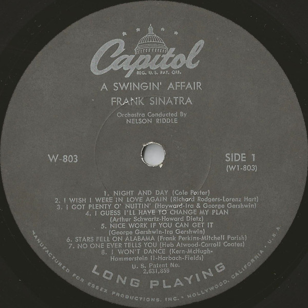 Frank Sinatra - A Swingin' Affair! (LP, Album, Mono, Scr)
