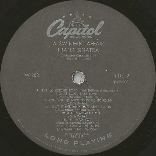 Frank Sinatra - A Swingin' Affair! (LP, Album, Mono, Scr)