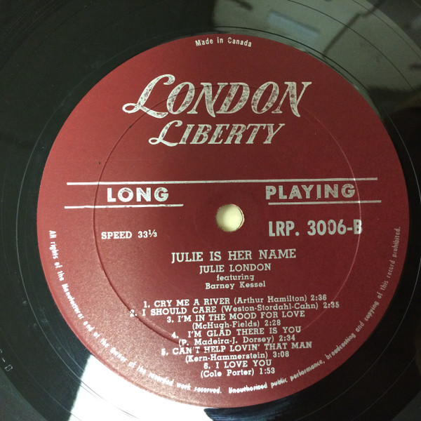 Julie London - Julie Is Her Name (LP, Album, Mono, M/Print)