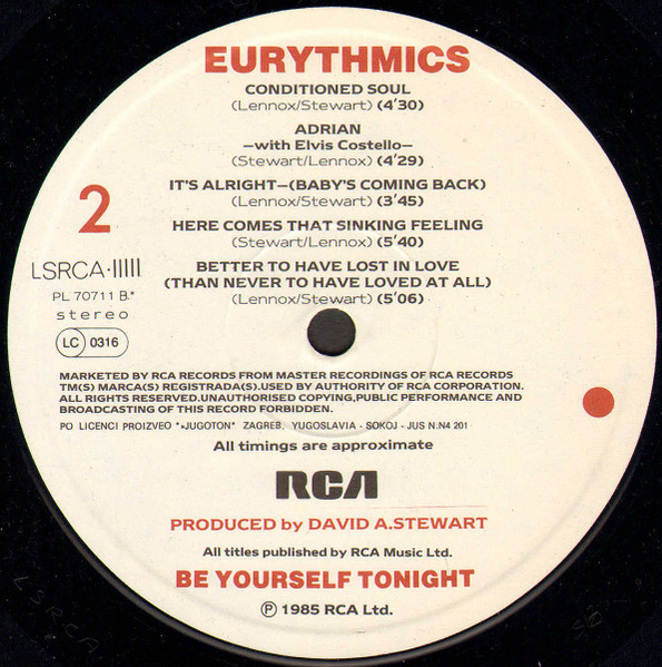 Eurythmics - Be Yourself Tonight (LP, Album)