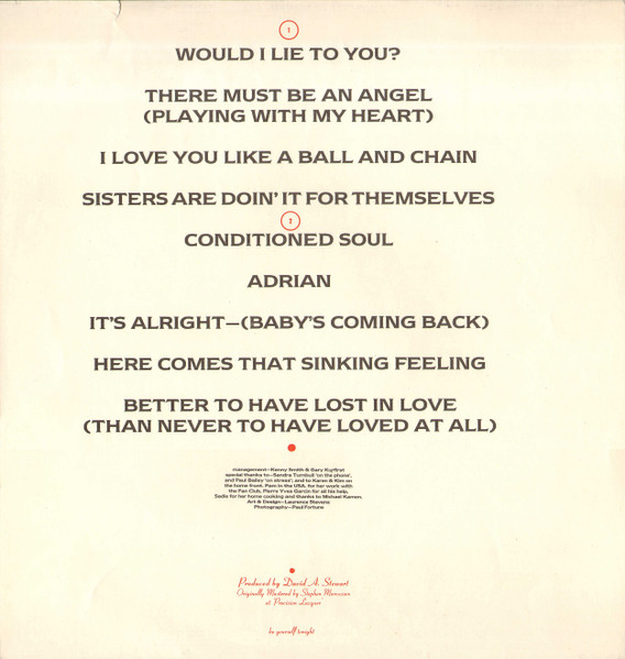 Eurythmics - Be Yourself Tonight (LP, Album)